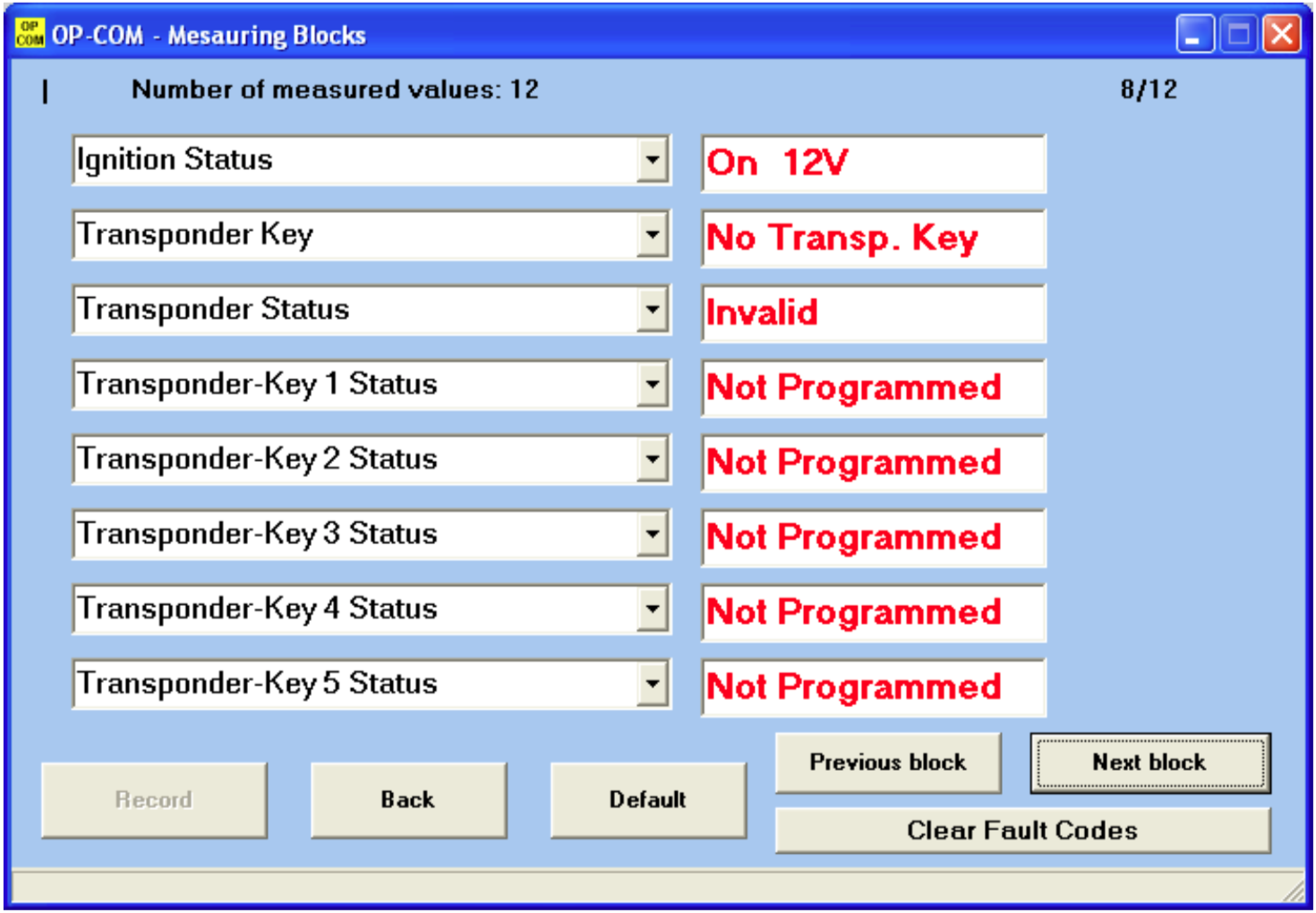 Key does not contains valid transponder